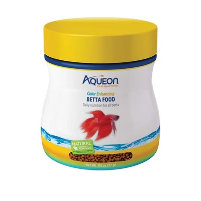 Paquete de 3 pellets de comida Betta que mejoran el color Aqueon, 0,95 onzas por recipiente Foto 1 de 4