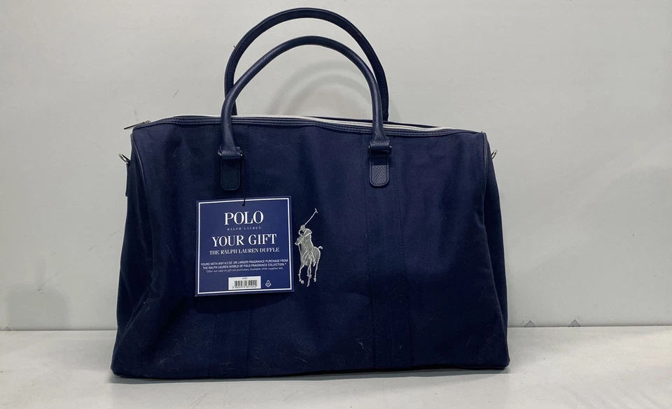 Ralph Lauren Women's Navy Canvas Silver Duffle Purse Polo - Image 1 of 4