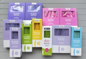 Cuchillos de plástico Amscan Premium de alta resistencia 400 piezas - cubiertos reutilizables colores surtidos - Imagen 1 de 7