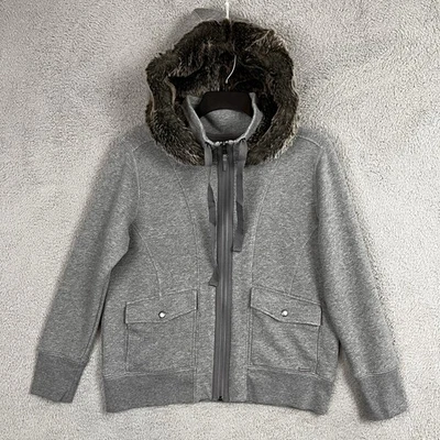 Eddie Bauer SUDADERA Chaqueta Mujer Grande Gris Cremallera Completa Extraíble Imitación Piel Capucha Foto 1 de 4