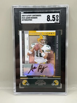 2005 Playoff Contenders Aaron Rodgers Rookie Ticket Auto SP /530 #101 SGC 8.5 - Image 1 of 2