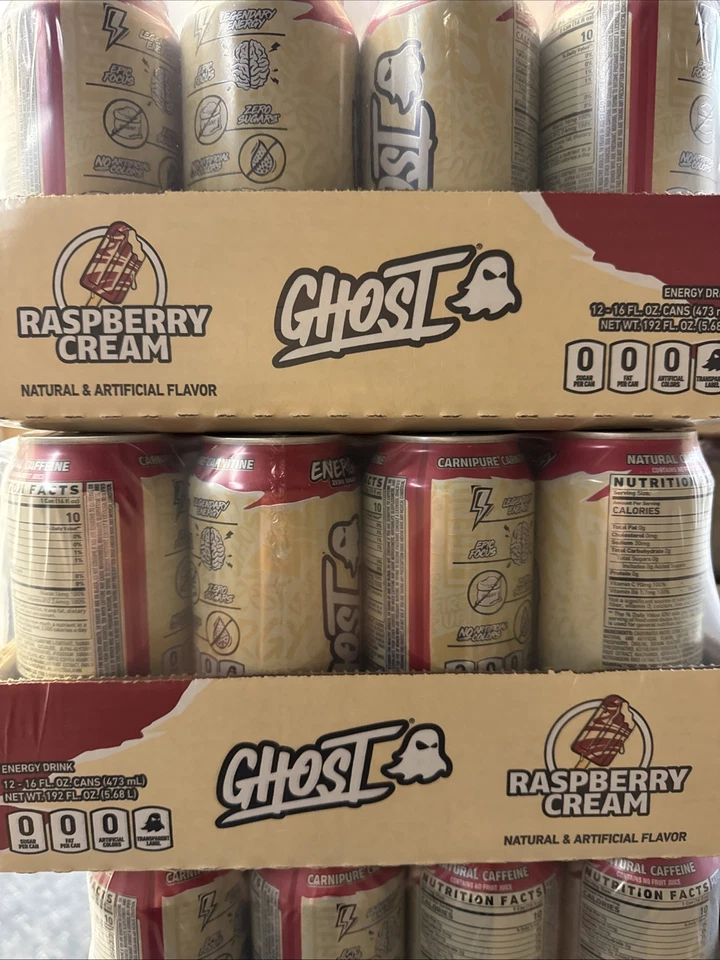 Crema de frambuesa GHOST Energy Drink latas de 16 oz (paquete de 12) Foto 1 de 1