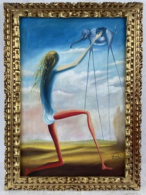 Salvador Dalí Óleo Sobre Lienzo (Hecho a Mano) Firmado y Estampado Enmarcado Foto 1 de 4