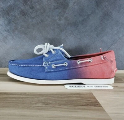Polo Ralph Lauren Merton Boat Shoes Ombre Blue Red Tie dye Canvas Mens Size 9D - Image 1 of 4