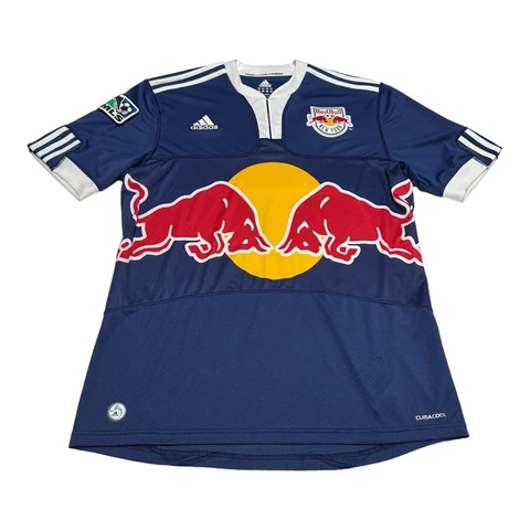Men's Adidas MLS New York Red Bulls Soccer Jersey Blue Climacool Size L Large Cover