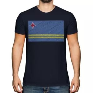 ARUBA SCRIBBLE FLAG MENS T-SHIRT TEE TOP GIFT ARUBAN FOOTBALL - Picture 1 of 21