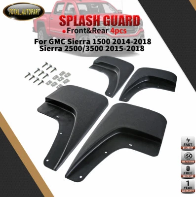 4x RH + LH Splash Guards Mud Flaps for GMC Sierra 1500 2500 3500 HD 2014-2019 - Image 1 of 4