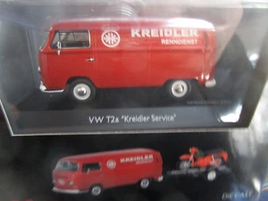 VW Volkswagen T2a T2 a autobus Kreidler + rimorchio rimorchio scooter Schuco 1:43 - Foto 1 di 3