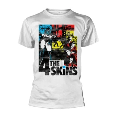 GILDAN The 4 Skins: THE GOOD THE BAD & THE 4 SKIN: T-shirt nuova (bianca), punk, oi