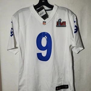 Matthew Stafford #9 Los Angeles Rams Jersey Nike Youth’s Large White Super Bowl - Picture 1 of 18