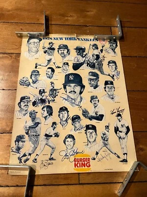 Póster 1978 de los Yankees de Nueva York 22" X 17" multifirmado Gossage Lyle Hunter Guidry + Foto 1 de 4