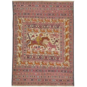 Alfombra de lana hecha a mano Flatweave Soumak fina tribal Maleeki (talla 3,2 x 4,3) Cwral-78 - Imagen 1 de 10