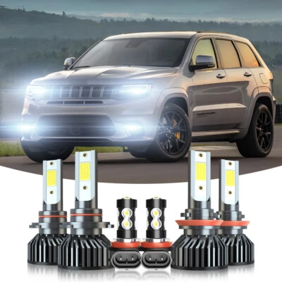 For Jeep Grand Cherokee Utility 4-Door 2012-2018 LED Headlights+Fog Lights Bulbs - Image 1 of 4