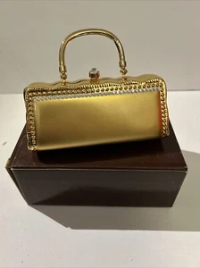 Golden Shiny Handbag Evening Clutch Bag  Purse for Women Rhinestones  New - Picture 1 of 12
