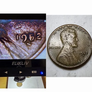 1952 S Wheat Penny with Date Error 1952 Misalignment error - Picture 1 of 4