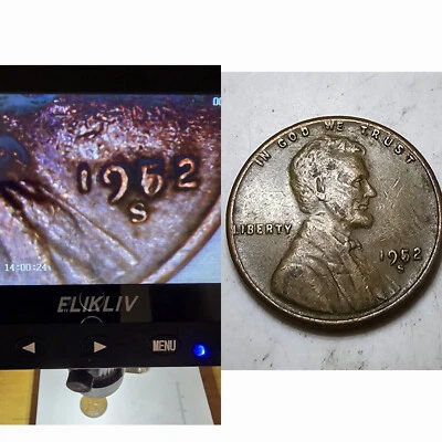 1952 S Wheat Penny with Date Error 1952 Misalignment error - Image 1 of 4