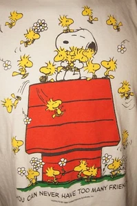 SNOOPY PEANUTS Too Many Friends Woodstock Cartoon XL T-Shirt USA Vintage 1990s - Picture 1 of 9
