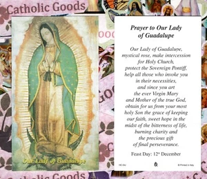 Our Lady of Guadalupe w/ Prayer to Our Lady -  Paperstock Holy Card RA - Picture 1 of 3