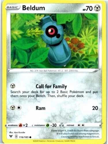 Beldum Vivid Voltage 116/185 Regular Pokemon TCG NM Common Pack Fresh 2020  - Image 1 of 1