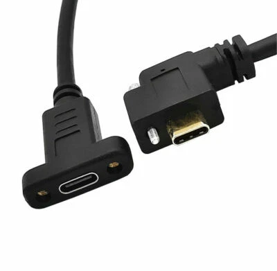 USB-C to USB-C Data Charge Panel Mount Type C Extension Cable 10Gbps 5A - 0.3m - Image 1 of 4