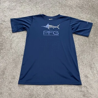 Columbia PFG Tidal Tee T-Shirt Boys XL Blue Crew Neck Short Sleeve Casual Fish - Image 1 of 4