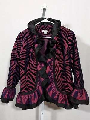 Chaqueta Blazer Grace Chuang Magenta Negra Leopardo Animal Esmoquin Pequeña Nueva York EE. UU. Foto 1 de 3