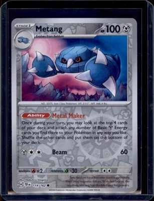 Metang SV05: Temporal Forces Pokémon #114/162 Reverse Holo NM+ - Image 1 of 2