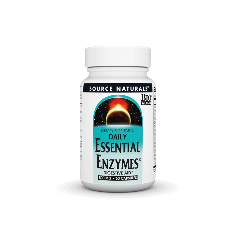Source Naturals Essential Enzymes 500mg, 60 Capsules