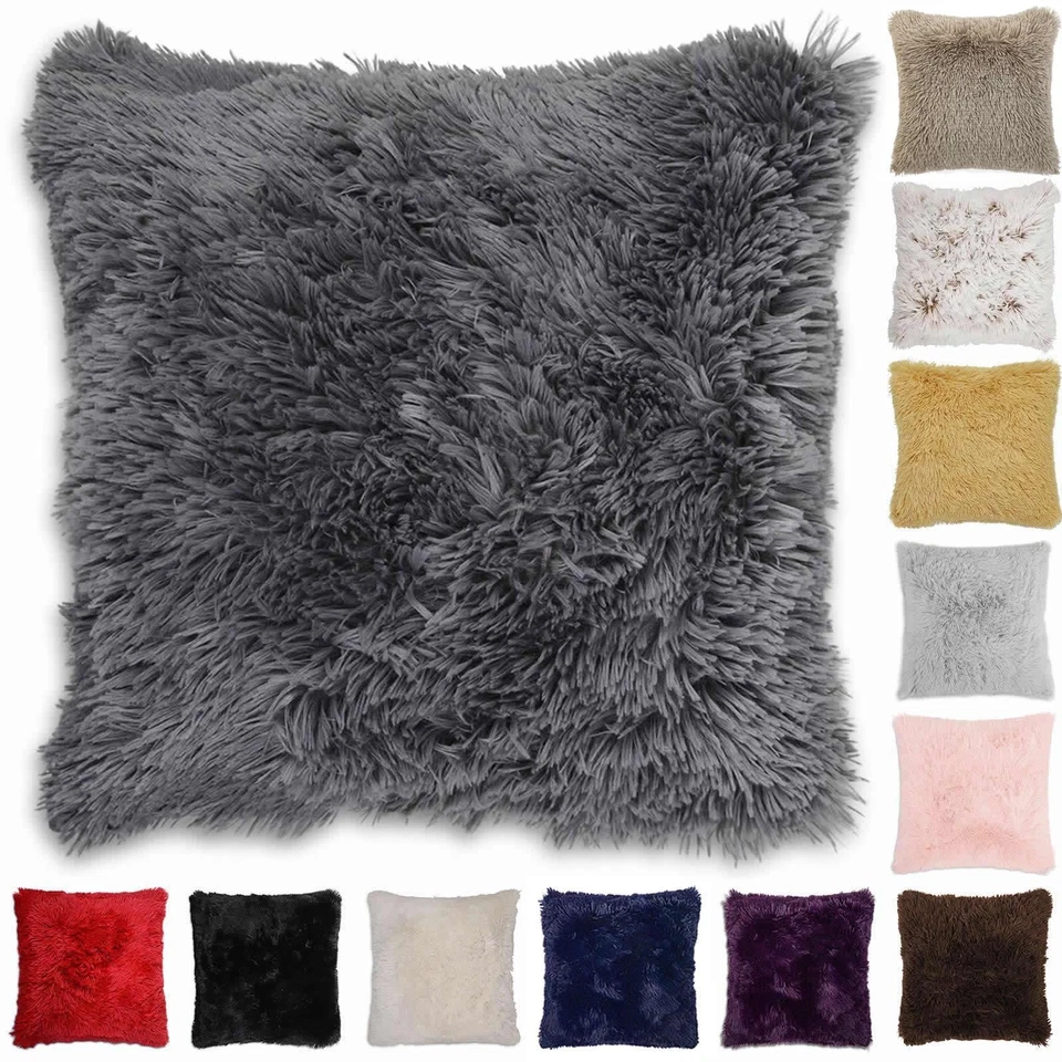 4 x Faux Fur Cushion Covers Soft & Cuddly 43x43cm Long Pile High Quality - Image 1 of 2