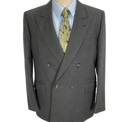 Blazer Burton Hombres 42 Chaqueta de Lana a Rayas Carbón Doble Pecho Romainia Foto 1 de 4