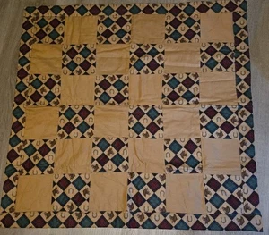 Vintage Handarbeit Baumwolle Patchwork Babydecke 35x35 Pferd Hufeisen Cowboy West - Bild 1 von 7
