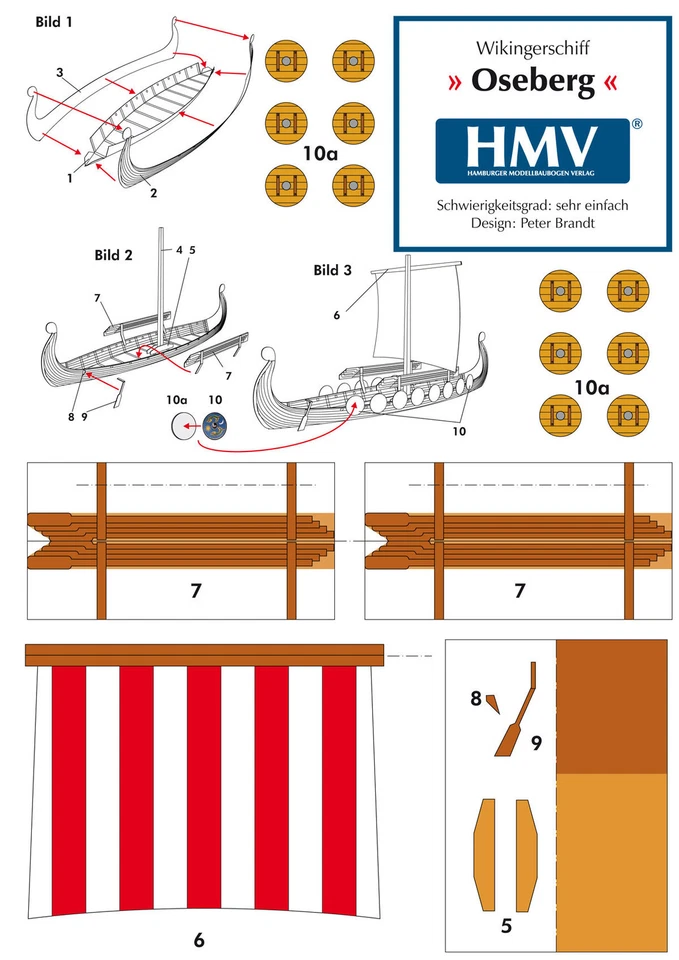 Kartonmodell Wikingerschiff Oseberg  HMV Hamburger Modellbaubogen Verlag - Bild 1 von 1