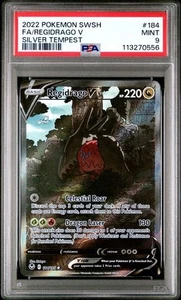 Pokémon Sword & Shield Silver Tempest 2022 #184 arte completo/Regidrago V PSA 9 - Imagen 1 de 2