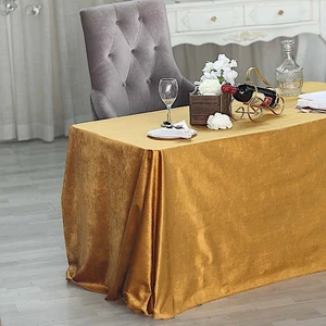 GOLD 90"x132" Premium Velvet Rectangular Tablecloth Wedding Event Party Linens - Picture 1 of 7