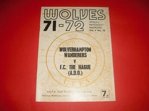 1971/72 WOLVES V F.C THE HAGUE (A.D.O) UEFA CUP PROGRAMME - Picture 1 of 1