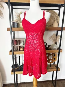 Vintage 90’s Frederick’s Of Hollywood Red Lace Lingerie Dress Size Medium - Picture 1 of 5
