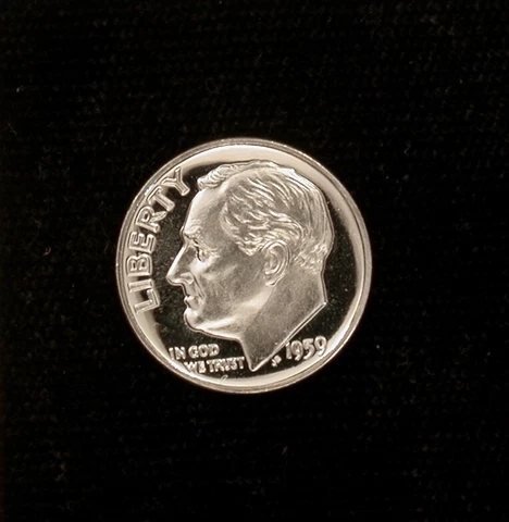 1959 10c HIGH GRADE CAMEO PROOF !!!!! ATTRACTIVE 2-SIDED FROST !!!!! Cover