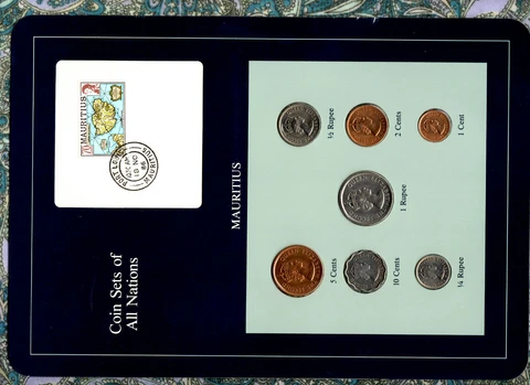 Coin Sets of All Nations Mauritius 1978 UNC 1/4,1/2,1 Rupee 10,5,2,1 Cents Cover