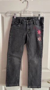 PUMPKIN PATCH ~ Dark grey floral jeans Child size 7 - EXCELLENT CONDITION - Picture 1 of 7