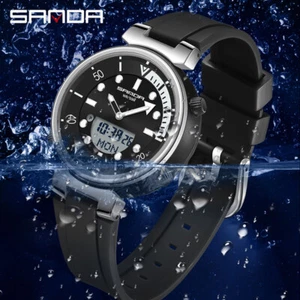 SANDA Luminous Calendar Waterproof Electronic Multifunctional Dual Display Watch - Picture 1 of 26