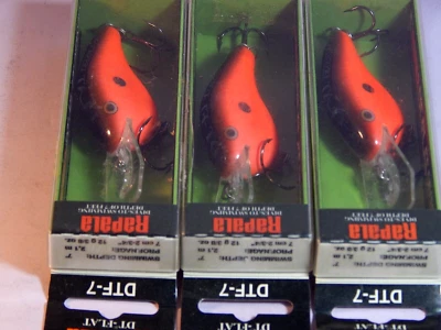 Lote de 3 señuelos de buceo Rapala de buceo plano DTF-7 RCW (7 cm/12 g) 7' color raro - NOS Foto 1 de 4