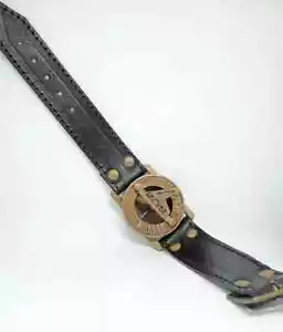 Maritime Brass Sundial Compass Wrist Watch Leather - Picture 1 of 4