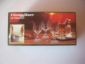 4 VEBA-GLAS Grog-Gläser mit Stößel im Original Karton und unbenutzt KRISTALL - Bild 1 von 7