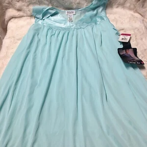 Vanity Fair Coloratura Exquisite Form Blue Sleeveless Nylon Gown L Nightgown - Picture 1 of 18
