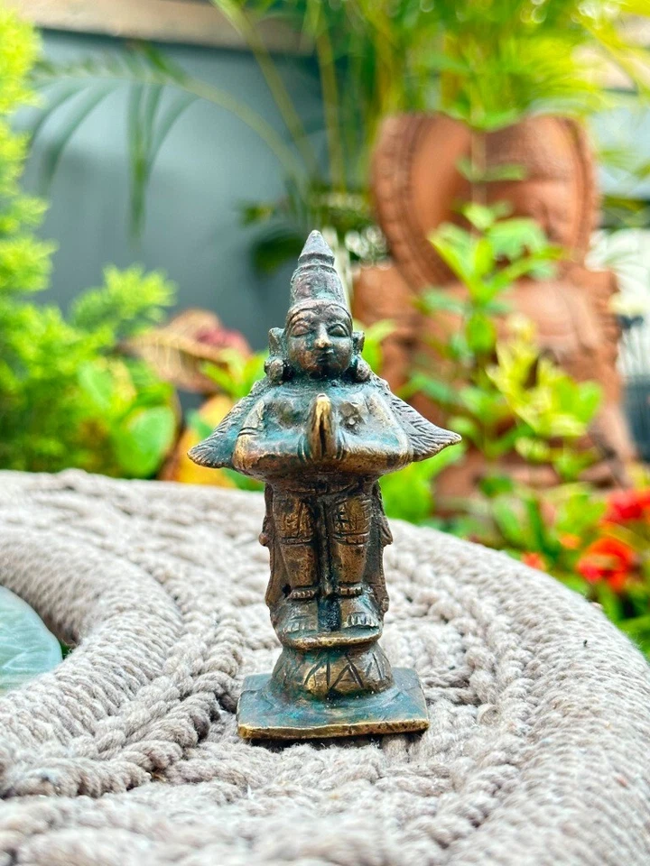 1700's Rare Antique Bronze Carved Hindu God Garuda  Sculpture 4 x 2'' Statue - Image 1 of 4