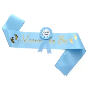 2 Packs Blue Baby Shower Sash Mommy to Be Sash and Daddy to Be Badge Baby Sho... - Picture 1 of 7