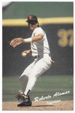 ROBERTO ALOMAR  1990 Team Issued Baseball 3.75 x 5.75 Postcard San Diego Padres