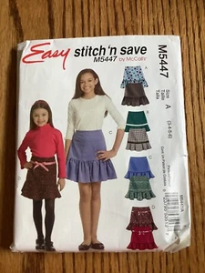 McCall's Sewing Pattern Easy Stitch 'n Save M5447 Girls Skirt Size A 3 4 5 6 - Picture 1 of 2