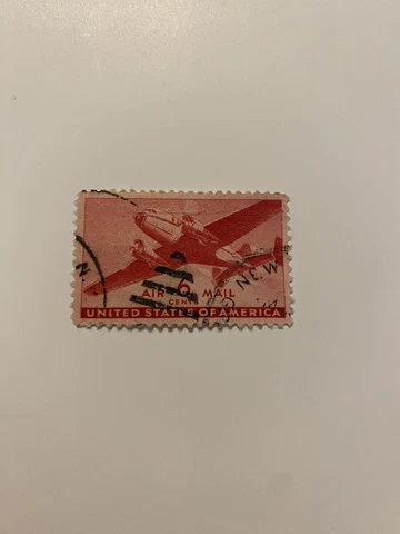 Gorgeous 1941 U.S. Air Mail  6 Cents Stamp  Red Stamp  Air Post Stamp  RARE Cover