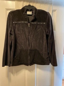 Chaqueta Alfred Dunner Talla S/P Negra Terciopelo Sintético Cremallera Completa Elástica Suave - Imagen 1 de 4